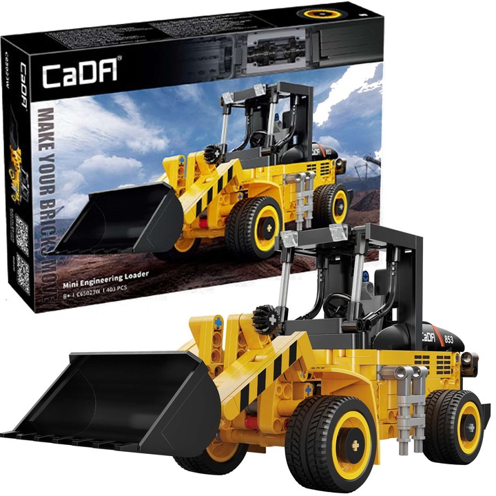 Blocuri de constructie CaDA pentru mini-excavator galben, 403 piese, C65023W