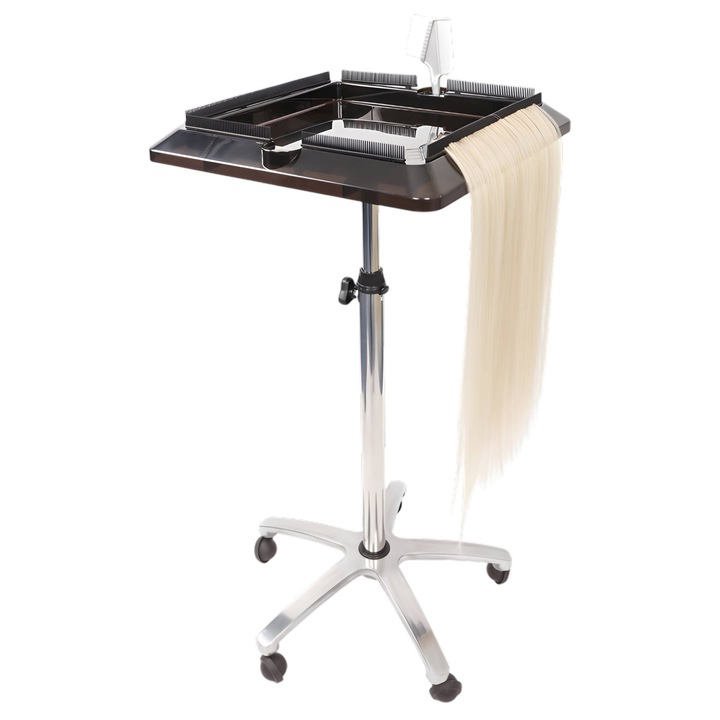 Asistent de Frizerie, Ponik's, Înălțime Reglabilă 70-110 cm, Bază Stabilă cu Cinci Brate, Negru, 40x37cm