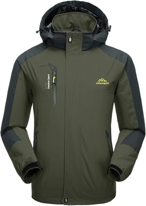 Geaca Softshell de Tranzitie, Impermeabila si Respirabila – Gluga okokokDetasabila, Croiala Sport, Buzunare Multiple – Ideala pentru Drumetii, Camping si Activitati Outdoor, S, Verde inchis/Gri inchis, S