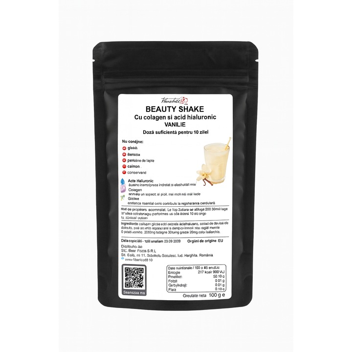 Shake Beauty Vanilie cu colagen și acid hialuronic, 100g