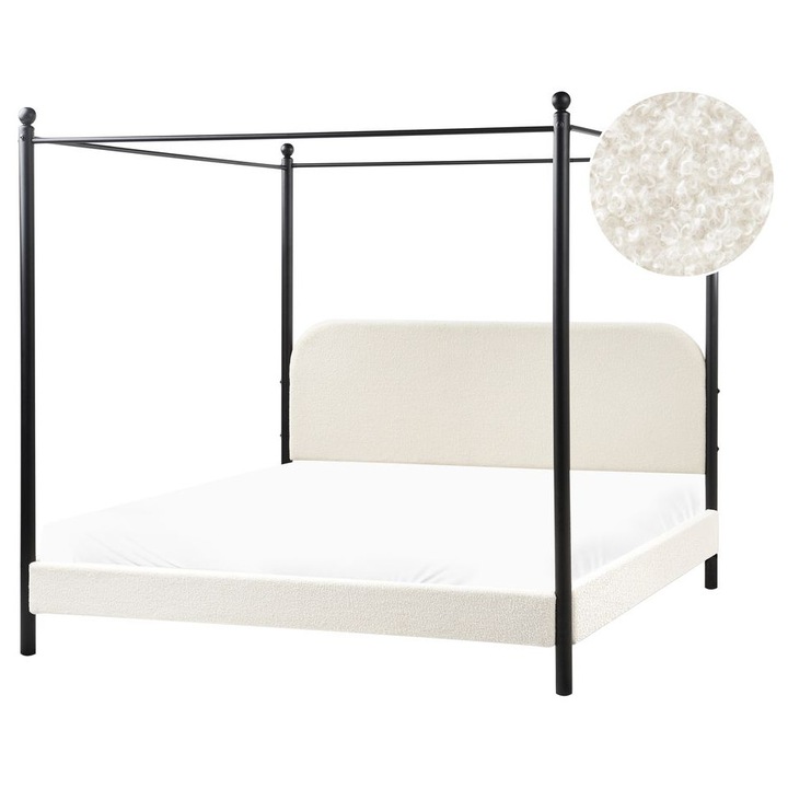 Baldachinos ágy Buklé Dannemois 180 x 200 cm Törtfehér