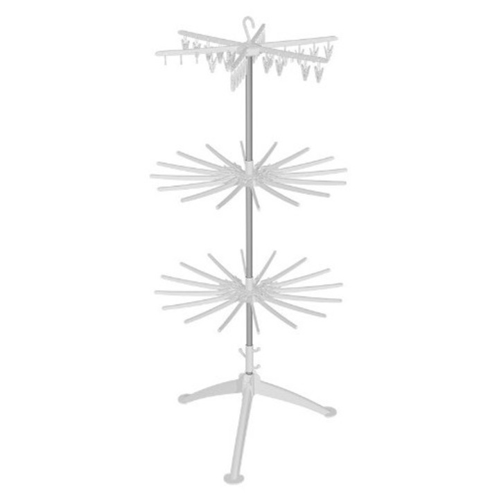 Uscator de Rufe Vertical, 3 Niveluri, Pliabil, din ABS+PP+Otel Inoxidabil, Rotire 360 Grade, 178.7 x 75 cm, Alb