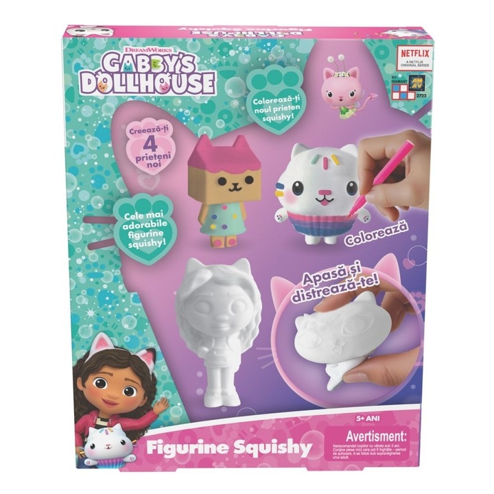Set 4 figurine squishy de colorat, Gabbys Dollhouse