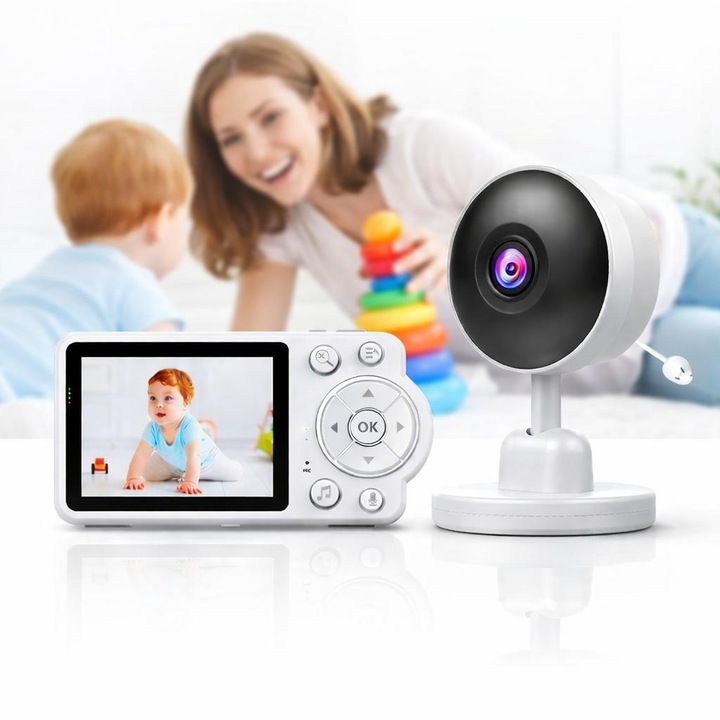 Monitor Bebelusi Video Wireless cu Camera HD, Ecran LCD 2.4”, Comunicare Audio Bidirectionala, Viziune Nocturna si Transmisie 2.4 GHz