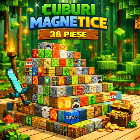 Set de construcție magnetic 36 piese, Impact Vision, cuburi multicolor ...