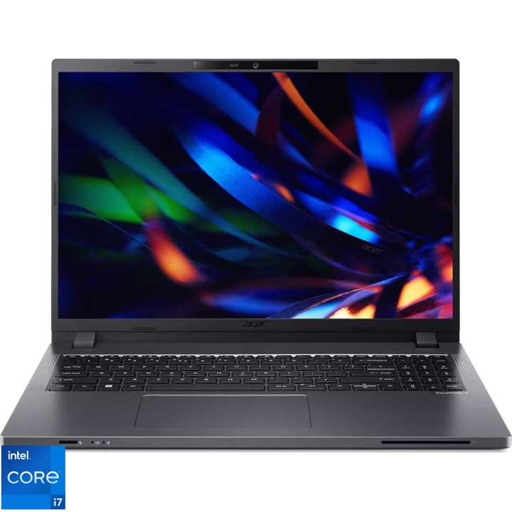 Laptop Acer TravelMate P2, 16'', WUXGA IPS, procesor Intel Core i7-1355U, 16GB, 512GB SSD, gri metalic