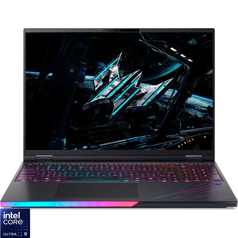 Laptop Acer Gaming 16'' Predator Helios 16 AI PH16-73, WQXGA OLED 240Hz, Intel Core Ultra 9 275HX, 32GB, 2TB SSD, GeForce RTX 5070 Ti, Negru