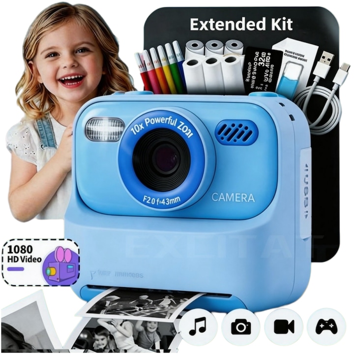 Camera Foto Instant Polaroid Now+ Gen 3, Black + Film Color, 8 buc