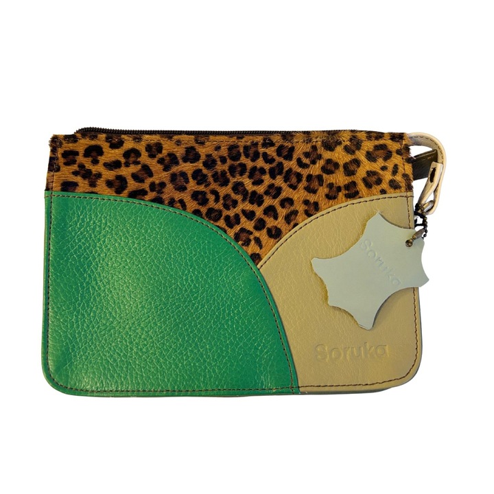 Soruka megfordítható crossbody táska, újrahasznosított bőr, kétoldalas, többszínű