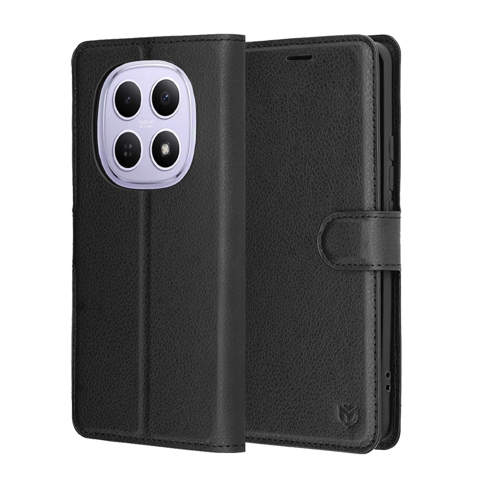 Husa pentru Xiaomi Redmi Note 15 5G, SKYDDAR INNOVATION, Leather Folio tip Carte, cu Portofel Interior, Finisaje Premium, set cu sticker, Negru
