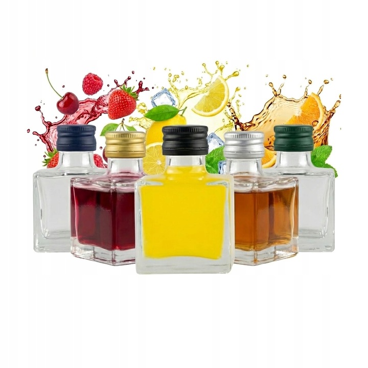 Set 5x Sticle, 100ml, cu Capac, Bimberek, Transparent, 9x5,5cm