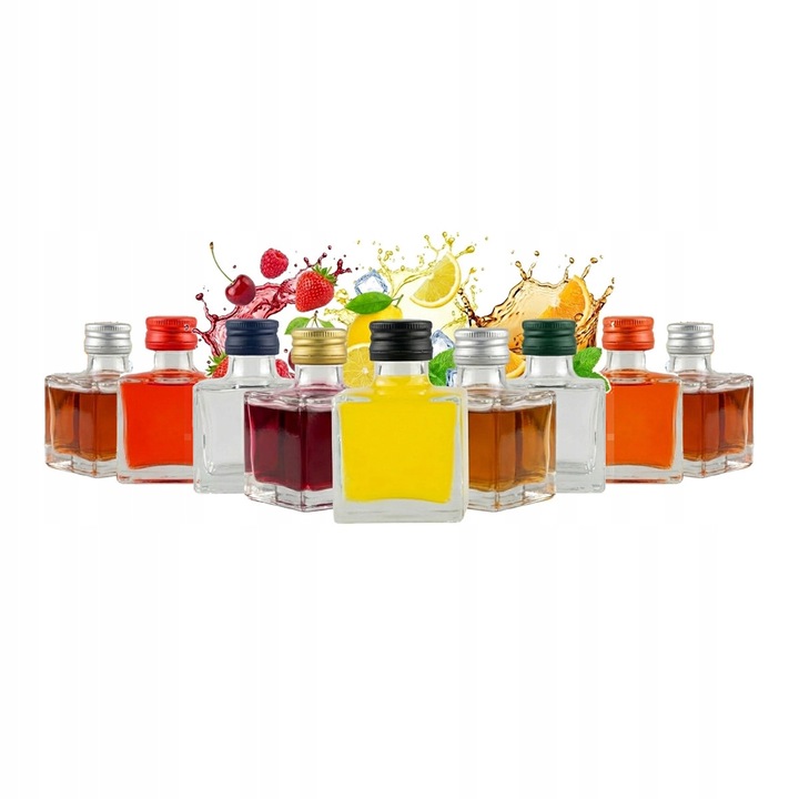 Set 10x Sticle 100ml Bimberek, Transparent, Capac Metalic