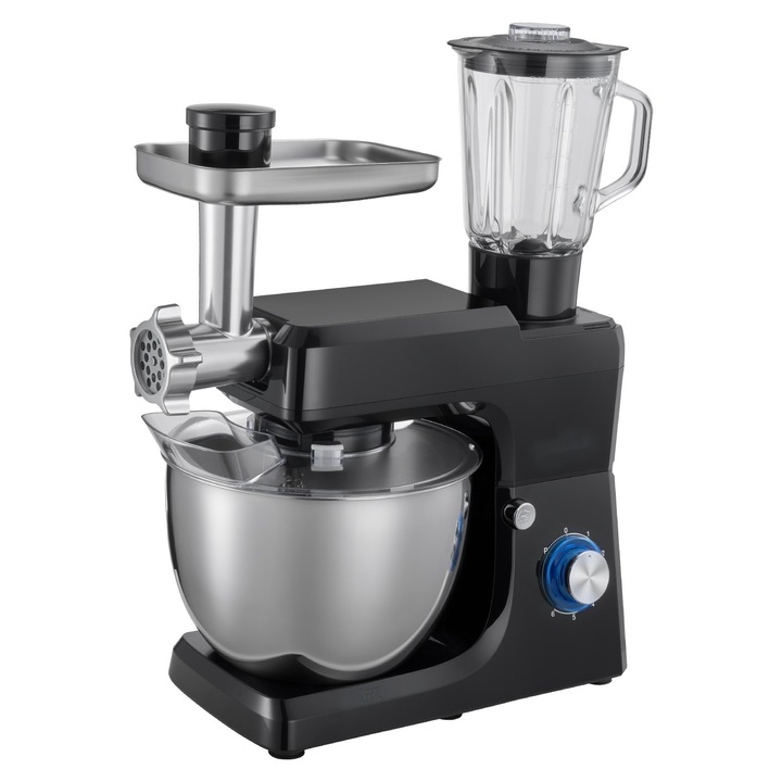 Robot de bucatarie, 5 in 1, 1500 W, 6 viteze, inox, negru, 7, 8 L