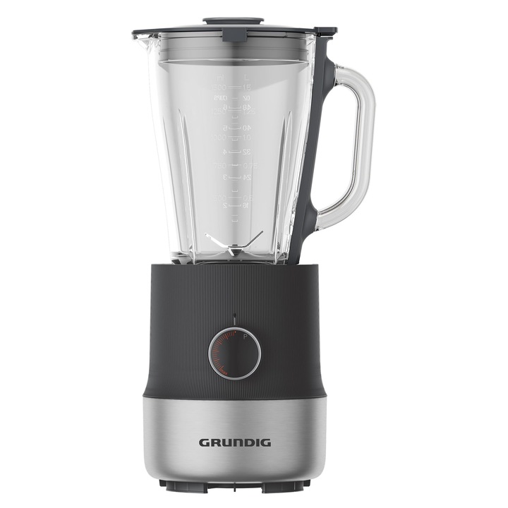 Mixer Grundig, SM 6430, recipient din sticla 1,5 L, 800 W, 5 trepte de viteza, antracit/otel inoxidabil