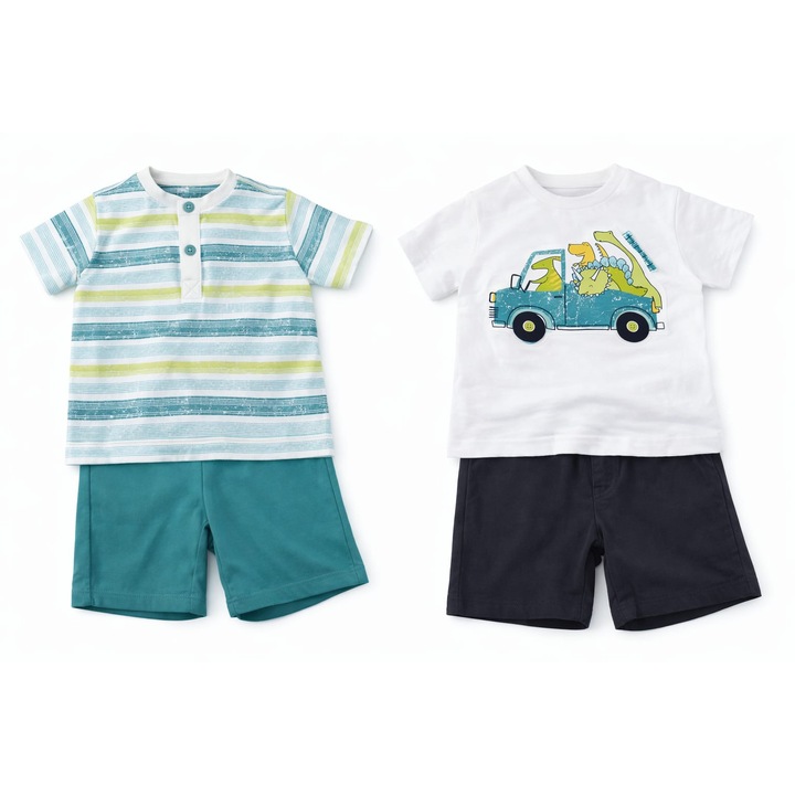 Compleu 4 piese bumbac baiat, multicolor, 18 luni, 86 cm