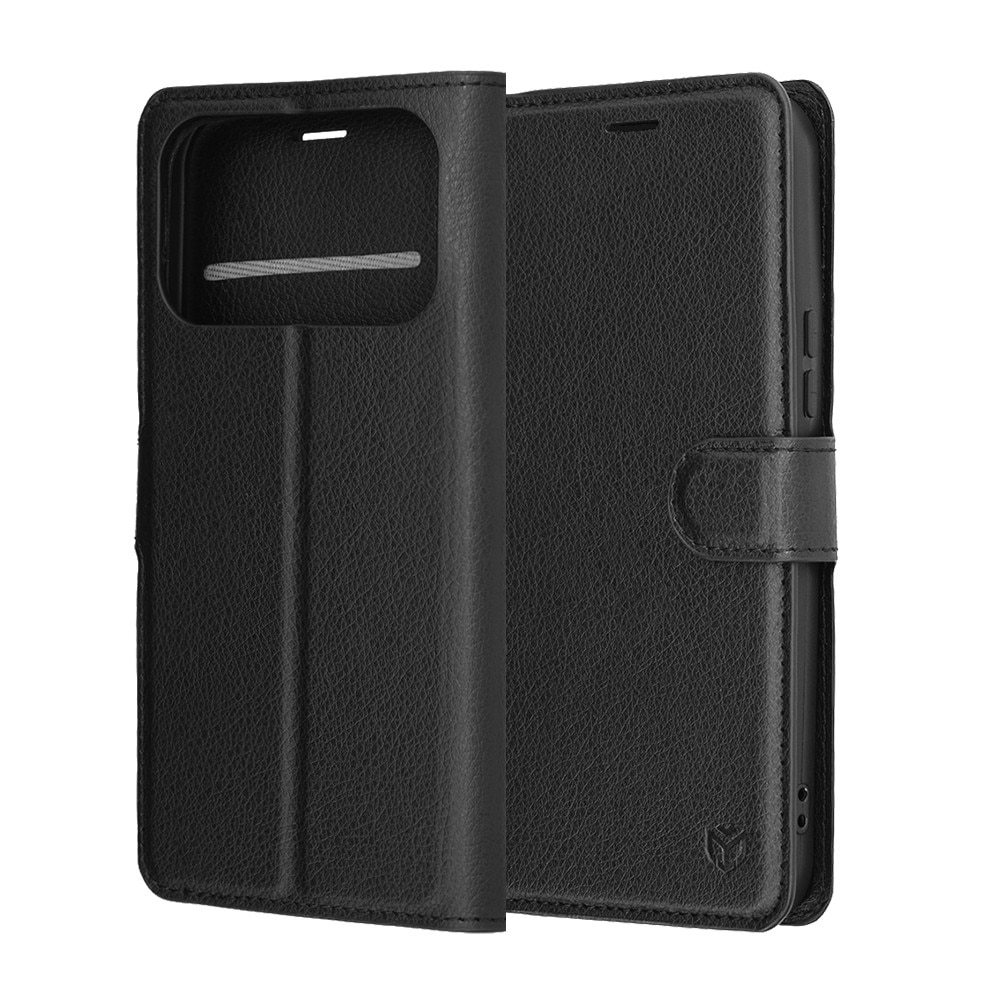 Husa pentru Xiaomi Poco F8 Ultra, SKYDDAR INNOVATION, Leather Folio tip Carte, cu Portofel Interior, Finisaje Premium, set cu sticker, Negru