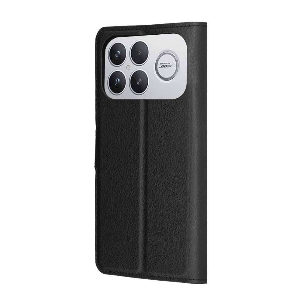 Husa pentru Xiaomi Poco F8 Ultra, SKYDDAR INNOVATION, Leather Folio tip Carte, cu Portofel Interior, Finisaje Premium, set cu sticker, Negru
