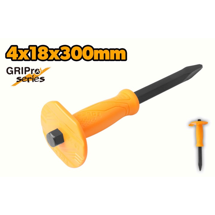 Dalta pentru zidărie, Tolsen GRIPro, 4x18x300mm, gri, maner anti-alunecare