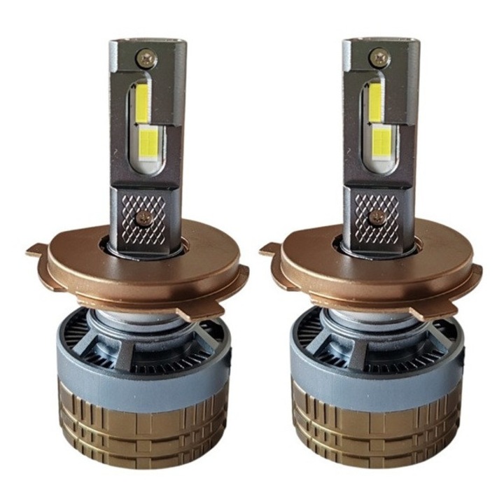 Set Becuri LED H4 Smart – Faza Scurta / Faza Lunga, CSP Dual Color 3500K – 6500K, Bluetooth APP, CANBUS, 70W, 12–24V