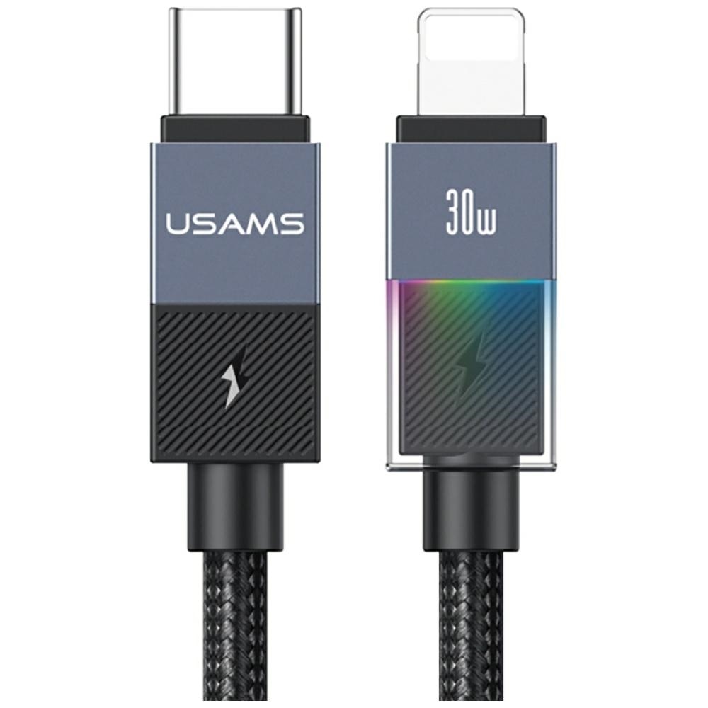 Cablu USB-C la Lightning Usams SJ776, 30W, 1.2m, Negru - eMAG.ro