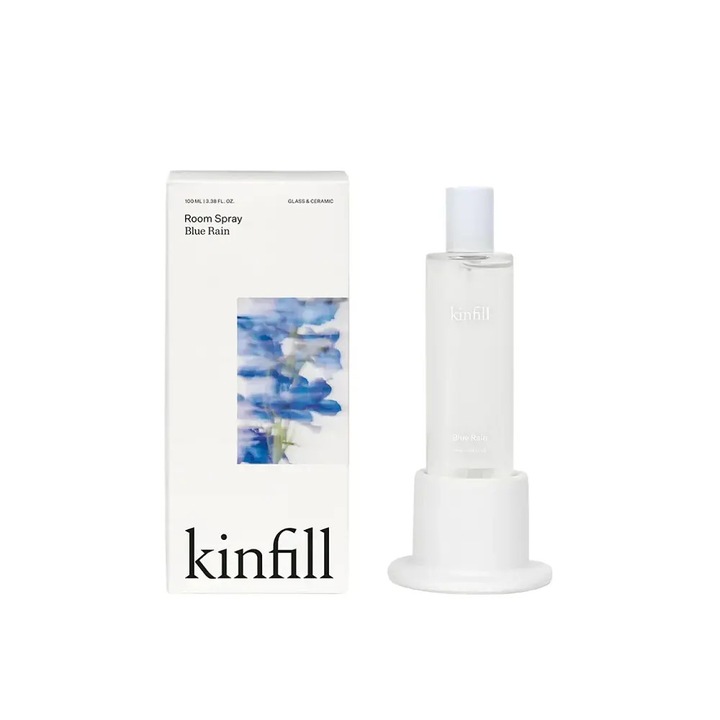 Kinfill szobai illatosító spray, rozmaring és rózsabors illatjegyek, üveg flakon, kerámia tartó, 100 ml