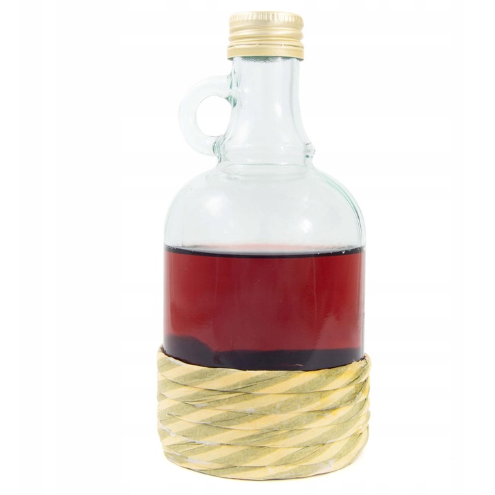 Стъклена дамаджана Bimberek 500мл с оплетка, капачка, 18x8см