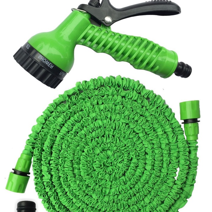 Teleszkópos kerti tömlő szett, Green Leaf, 7 mód, 7,5 m