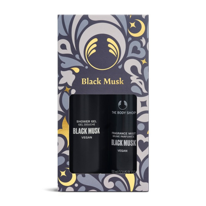 Set cadou The Body Shop Black Musk, gel de dus 250ml si spray pentru corp 100ml, unisex, normal