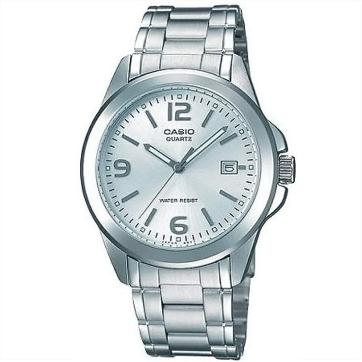 Ceas bărbați Casio, argintiu, cu brățară din inox, cadran argintiu, 38.5mm