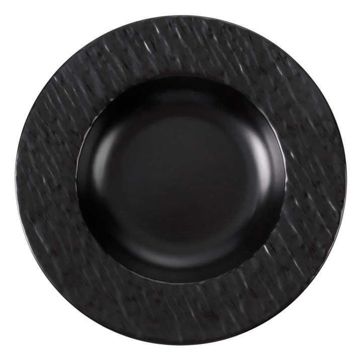 ZASS ZG-DS 02 Fekete, 6 darabos kerámia tányérkészlet, kőtextúrával