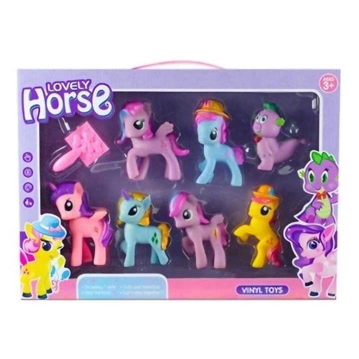 Set 7 Figurine Ponei, Lovely Sorse, Multicolor, 9 cm