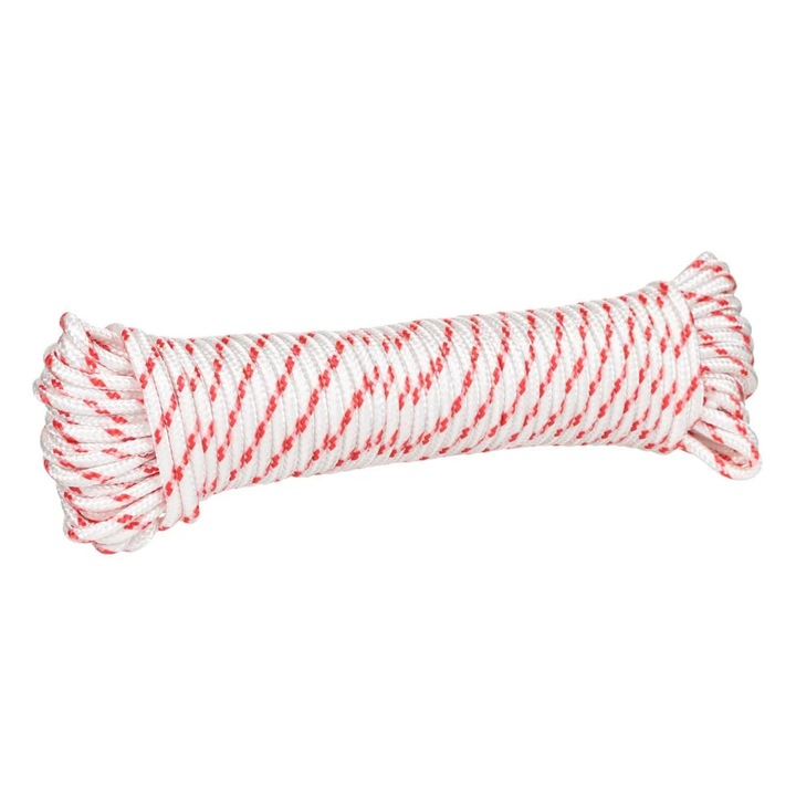 Snur Universal din Poliester Alb Rosu 15m x 4mm