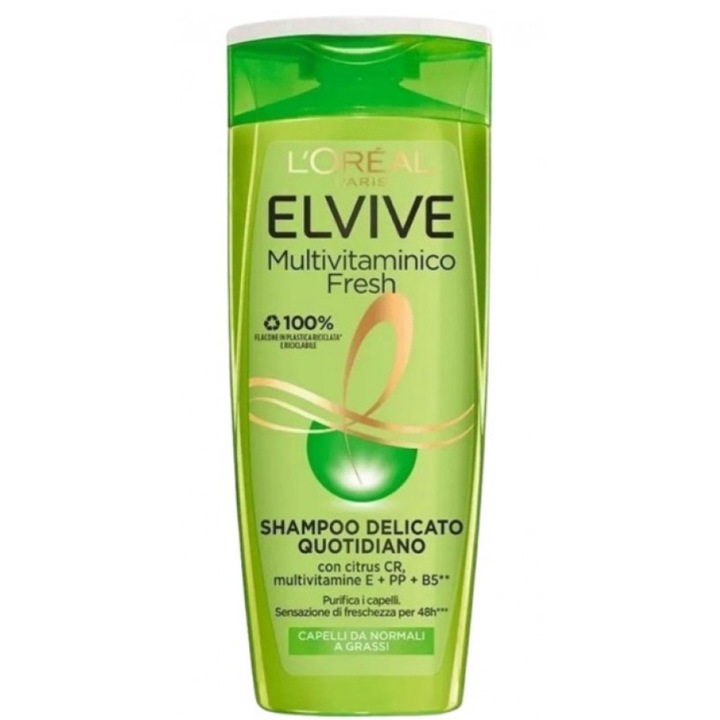 Șampon L'Oreal Paris Elvive Multivitaminico Fresh, curățare delicată, prospețime, 400 ml