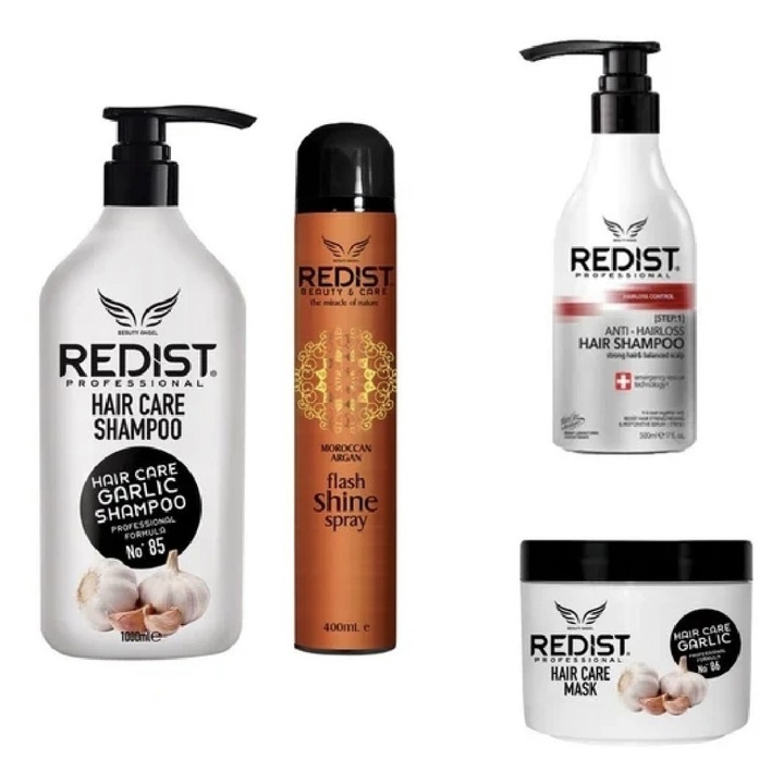 Set Sampon 1000 ml, Masca 475 ml si Spray 400 ml Redist, Usturoi, Unisex, Toate tipurile de par