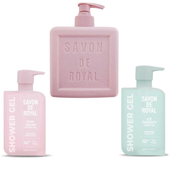 Set gel de dus si sapun lichid Savon de Royal, Green, Pink Dream, Ice Therapy, 500 ml fiecare, unisex, vegan
