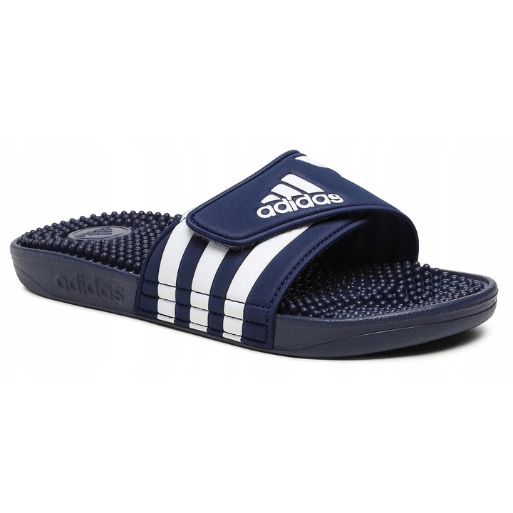 Férfi papucs ADIDAS ADISSAGE, kék, szintetikus anyag, EVA hab talpbetéttel, Cloudfoam talppal, 40.5 EU