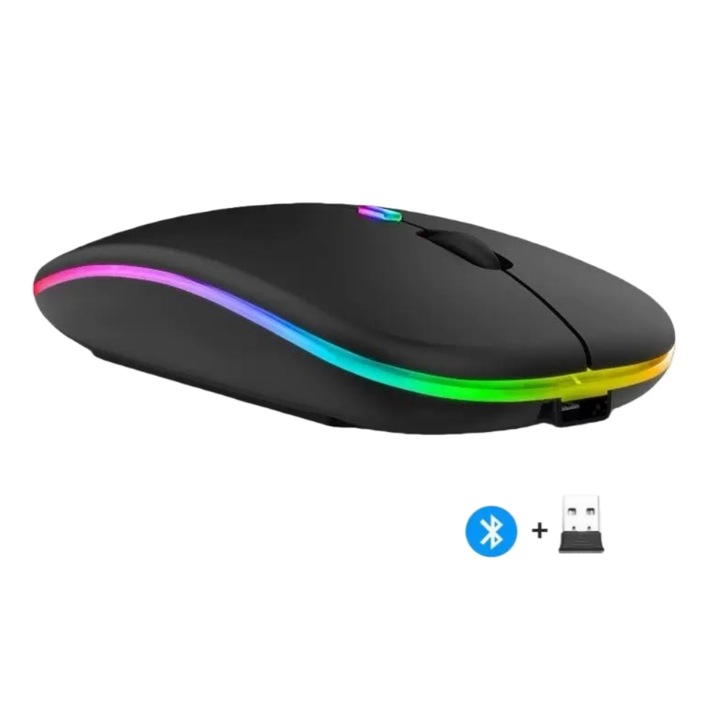 Mouse wireless Bluetooth, EJANBO, reincarcabil, design ultra-subtire, negru