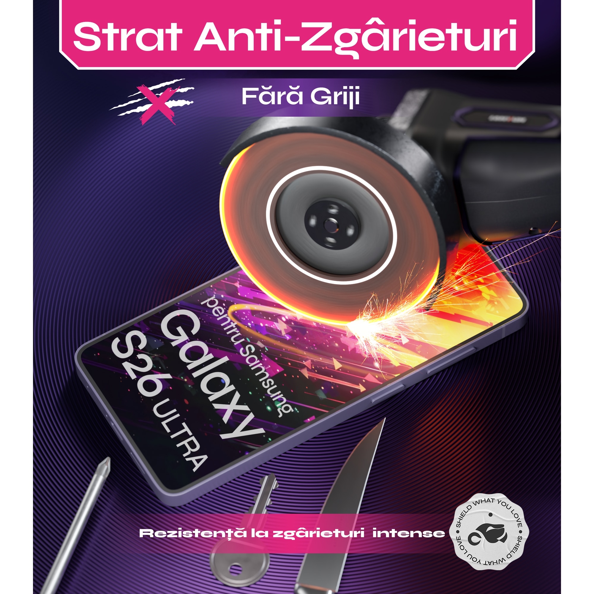 Set 2 Folii sticla compatibil cu Samsung Galaxy S26 ULTRA, DefenSlim, instalare usoara si rapida cu dispozitiv de potrivire automata in 30 sec cu Easy Install Kit patentat, protectie telefon