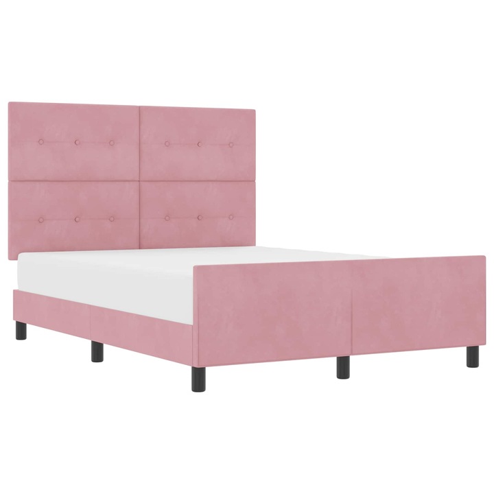 Pat cu arcuri cu headboard vidaXL, Roz 140 x 200 cm Catifea