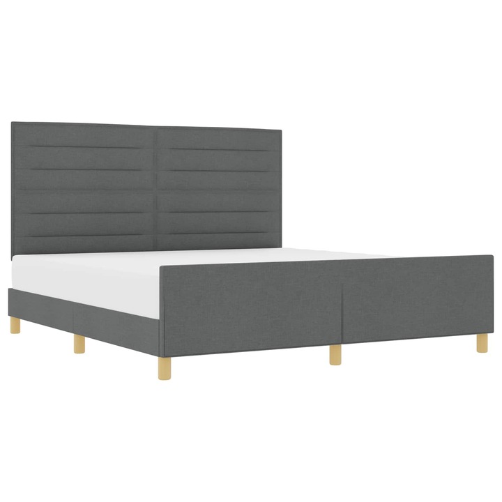 Cadru de pat cu headboard vidaXL, Gri inchis 180 x 200 cm tesatura