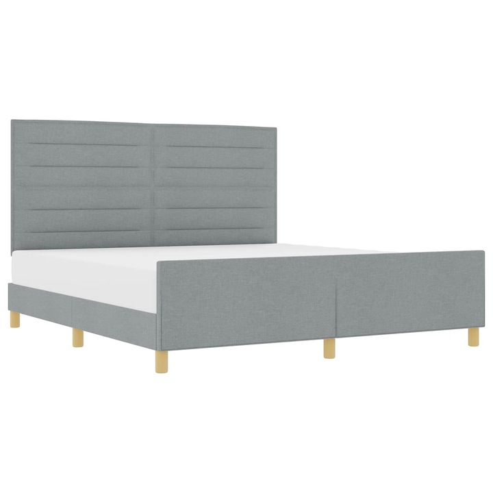 Cadru de pat cu headboard vidaXL, Gri deschis 180 x 200 cm tesatura