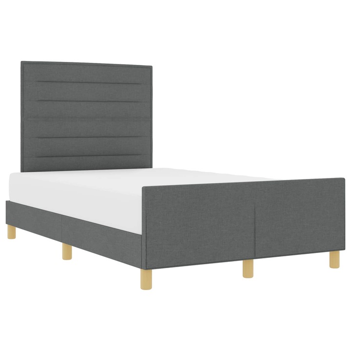 Cadru de pat cu headboard vidaXL, Gri inchis 140 x 190 cm tesatura
