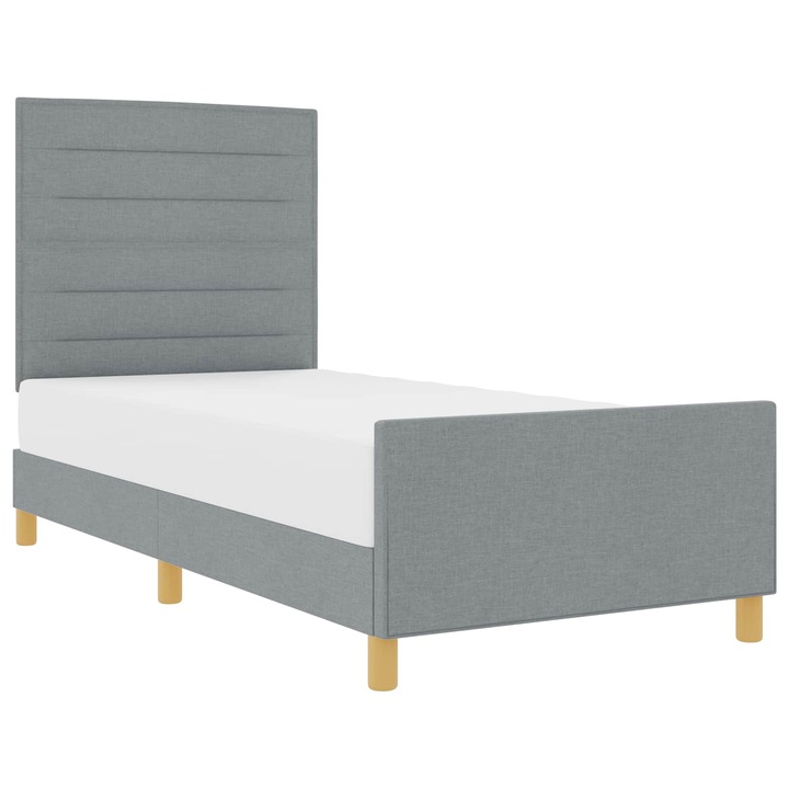 Cadru de pat cu headboard vidaXL, Gri deschis 100 x 200 cm tesatura