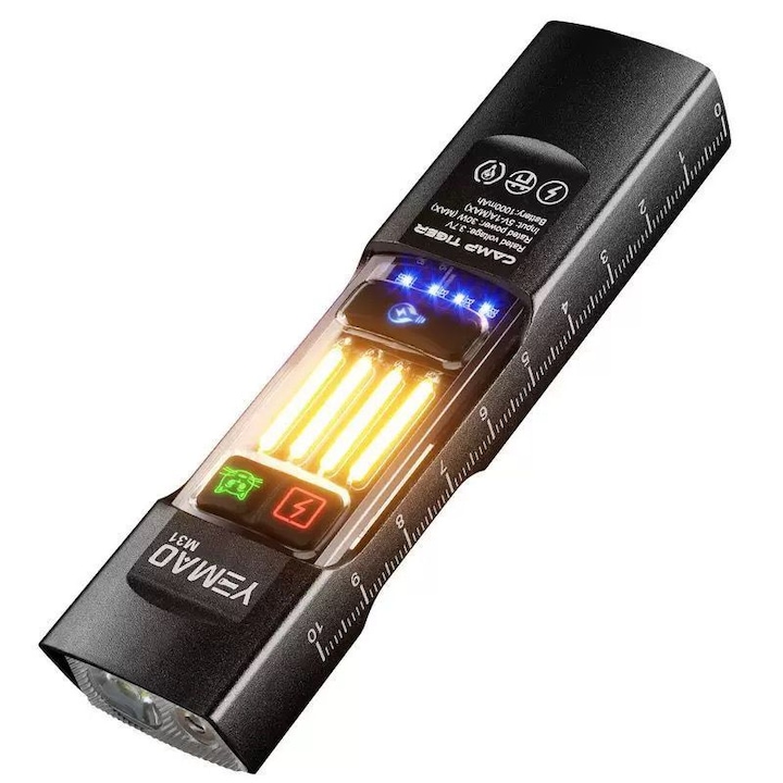 Преносим LED фенер с магнит/кука, презареждаем, основна крушка P50, UV вторична светлина, 680Lm, RA ≈ 95m