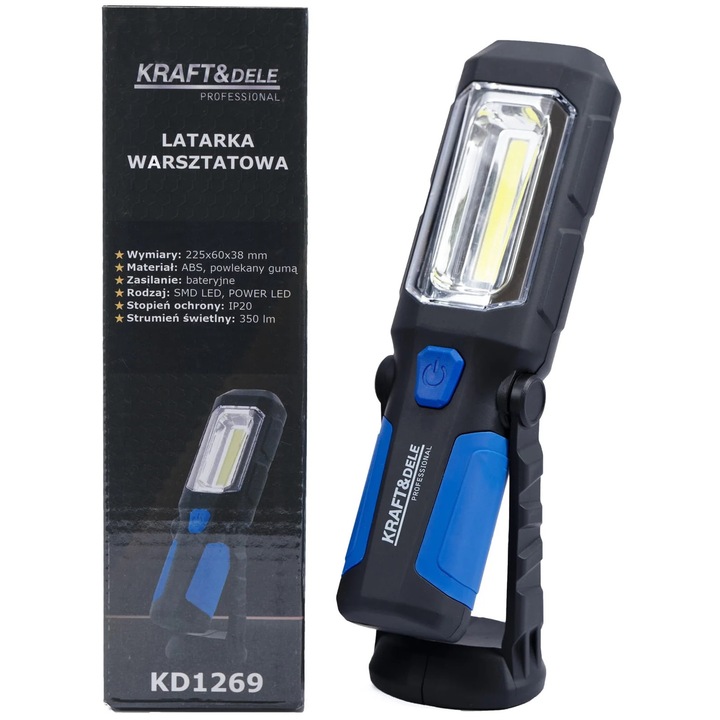 Фенерче за инспекция LED 350LM, ръчно, с магнитна основа (KD1269)