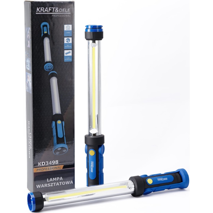 Lanterna lampa dubla inspectie LED 1200LM baterie 2x2Ah de mana talpa magnetica (KD3498)