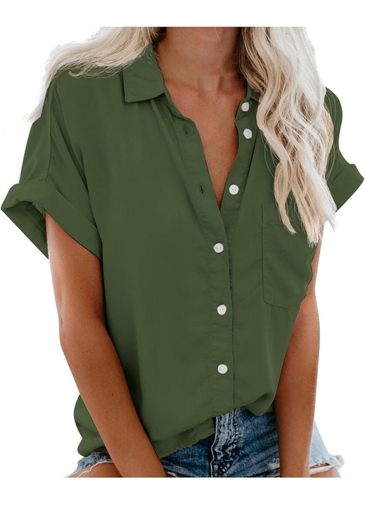 Camasa de vara pentru femei, subtire, lejera, verde XL