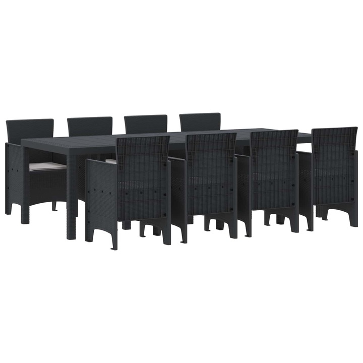 Kert étkező szett 9 pcs Antracit Polt rattan, vidaXL, 3378734