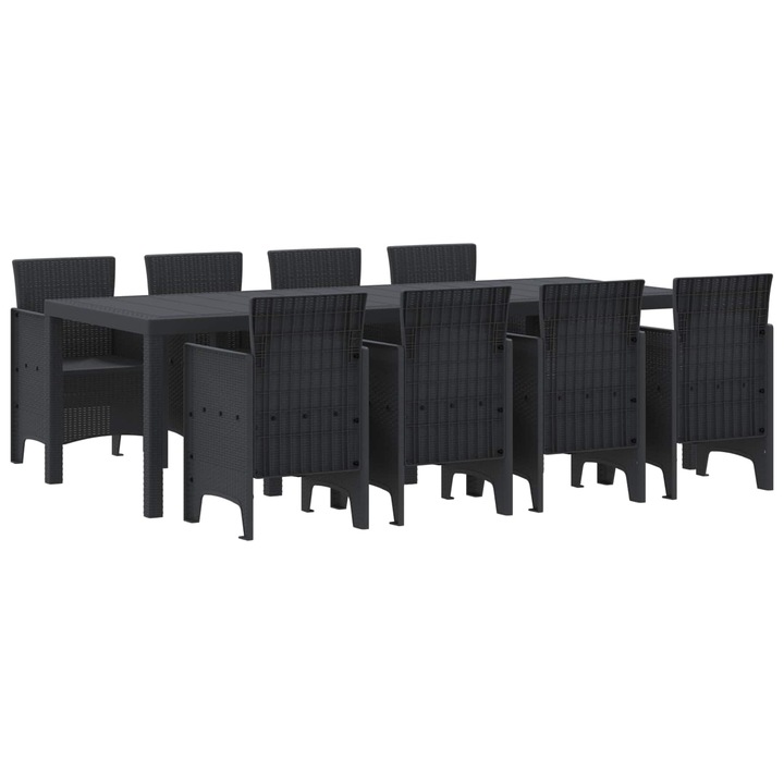 Kert étkező szett 9 pcs Antracit Polt rattan, vidaXL, 3378732