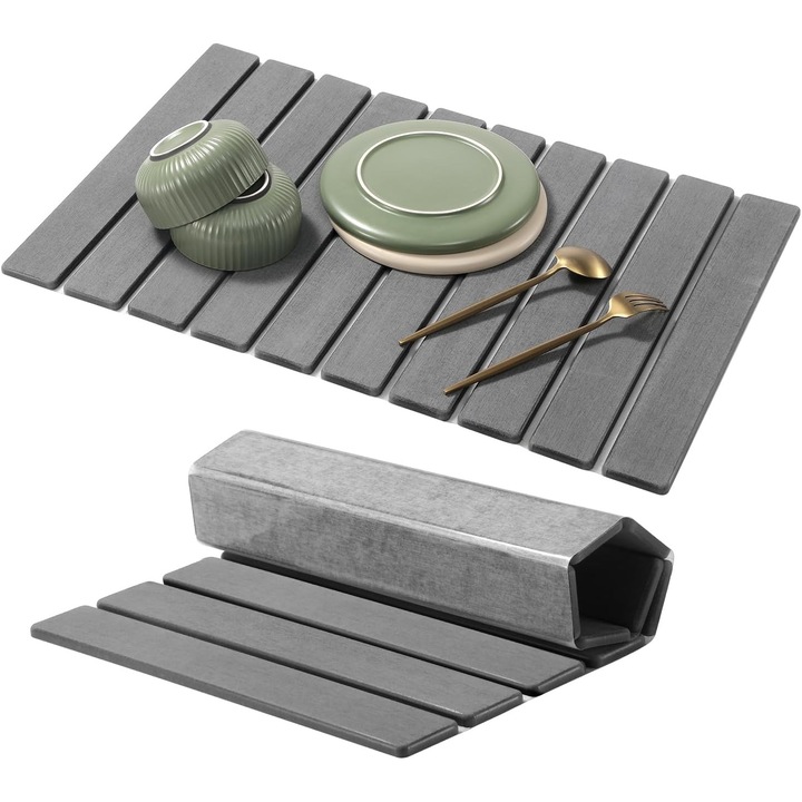 Edényszárító szőnyeg, poharakhoz és csöpögtetőhöz, Összecsukható, 60X40 CM